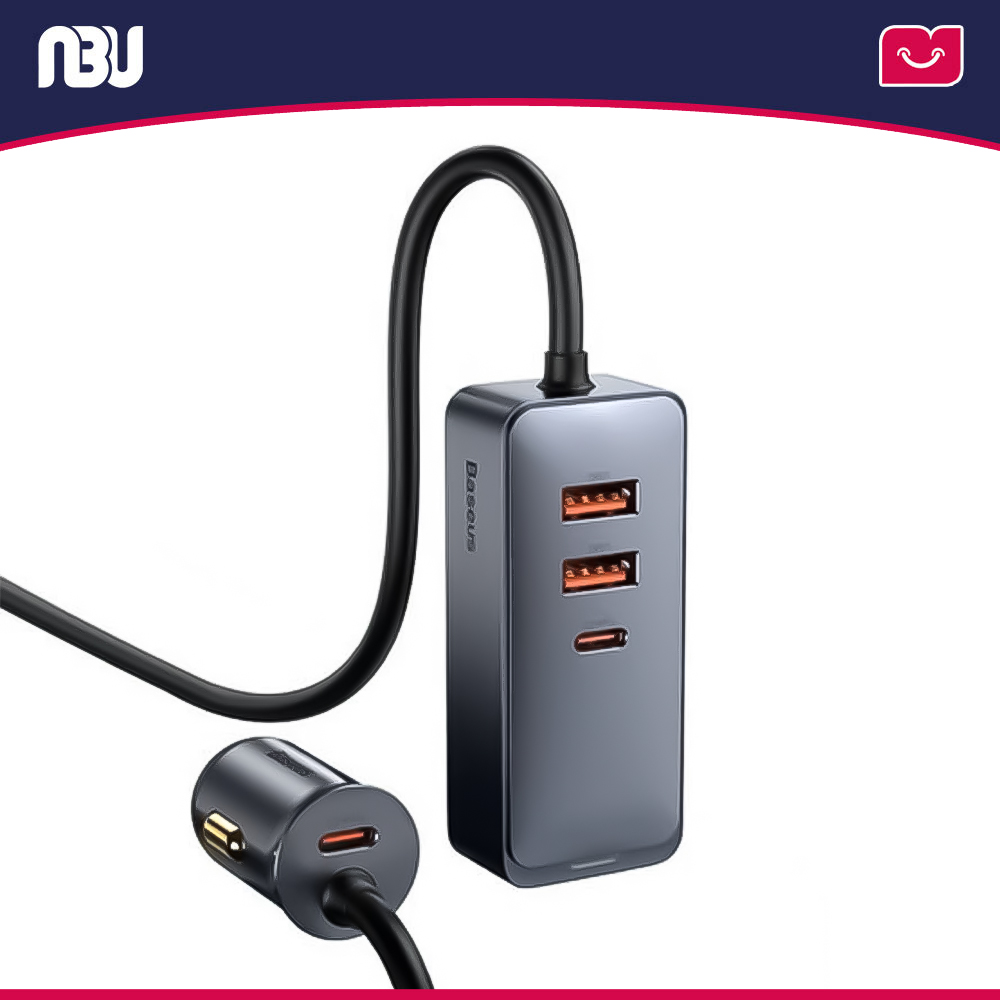 شارژر فندکی بیسوس  با 4 پورت  120 وات مدل CCBT-A0G
