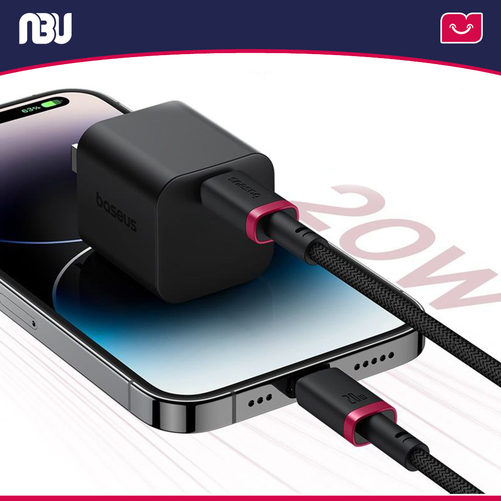 کابل تبدیل USB-C به لایتنینگ طول 2 متر20وات بیسوس مدل P10377800U01-03