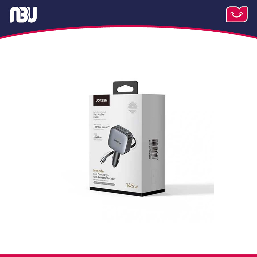 شارژر فندکی 145 وات 4 پورت با کابل جمع شونده یوگرین مدل EC604