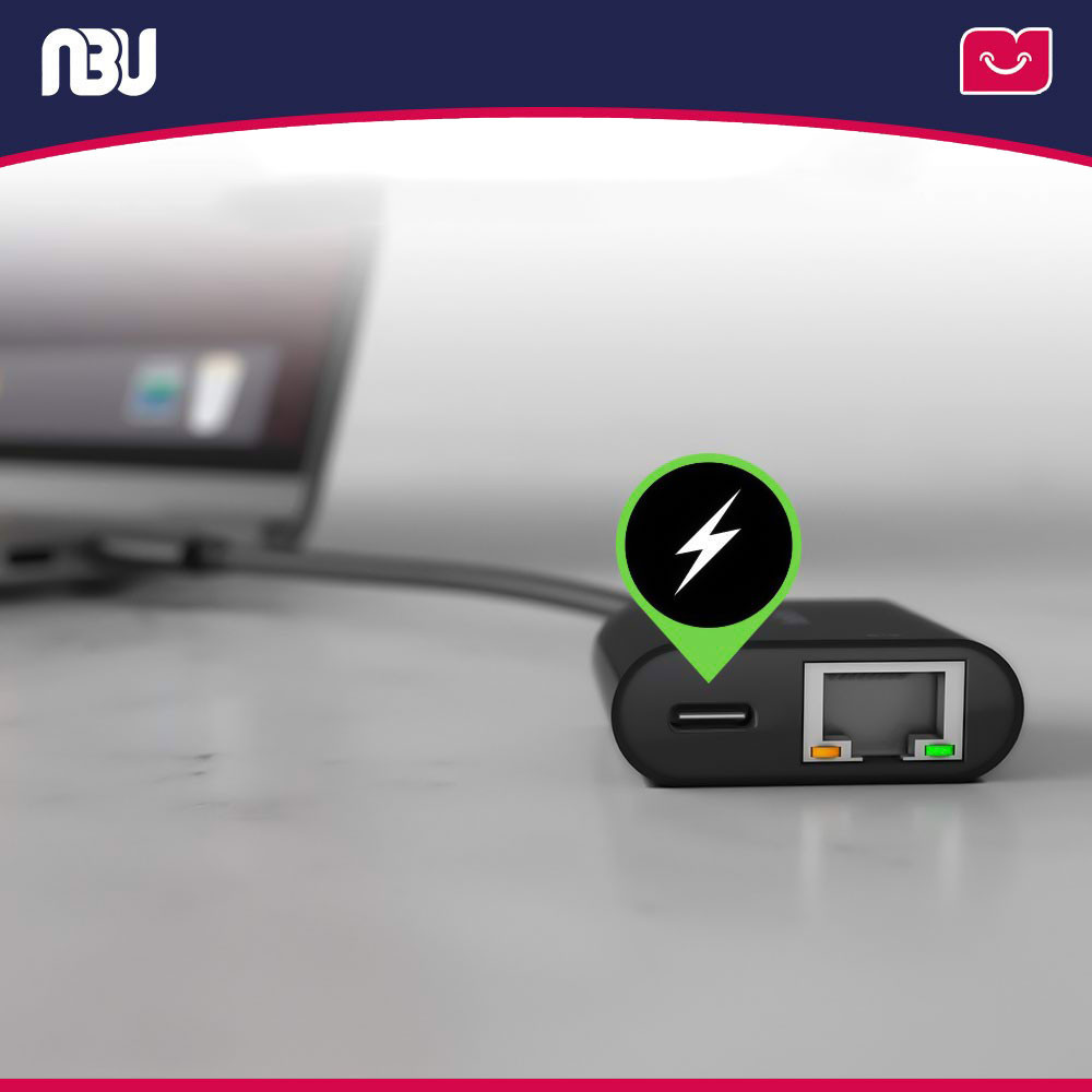 مبدل 1 به 2 USB-C به USB-C و اترنت بلکین مدل INC001bt