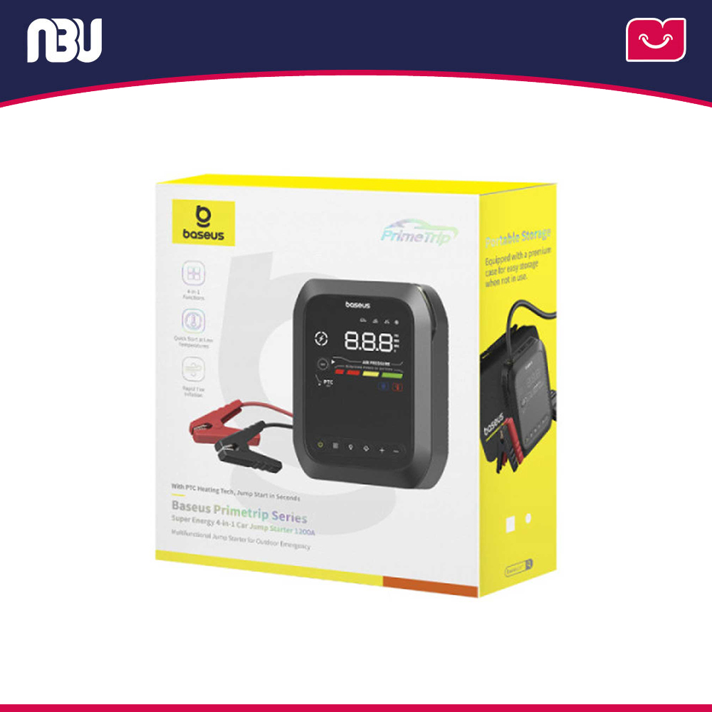 جامپ استارتر، پمپ باد، پاوربانک و چراغ قوه خودرو  1200 آمپر بیسوس مدل Primetrip Serie  کد C00245903111-00 شناسه664268