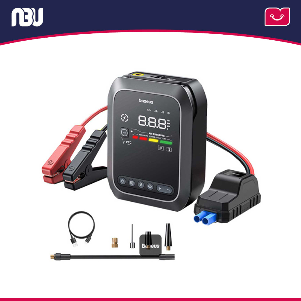 جامپ استارتر، پمپ باد، پاوربانک و چراغ قوه خودرو  1200 آمپر بیسوس مدل Primetrip Serie  کد C00245903111-00 شناسه664268