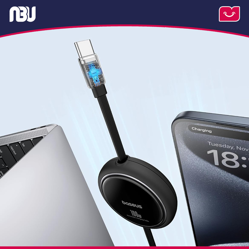 کابل تبدیل 100وات USB-C بیسوس طول 1متر مدل Free2 drawe Mini کدP10364500111-00 شناسه 647537