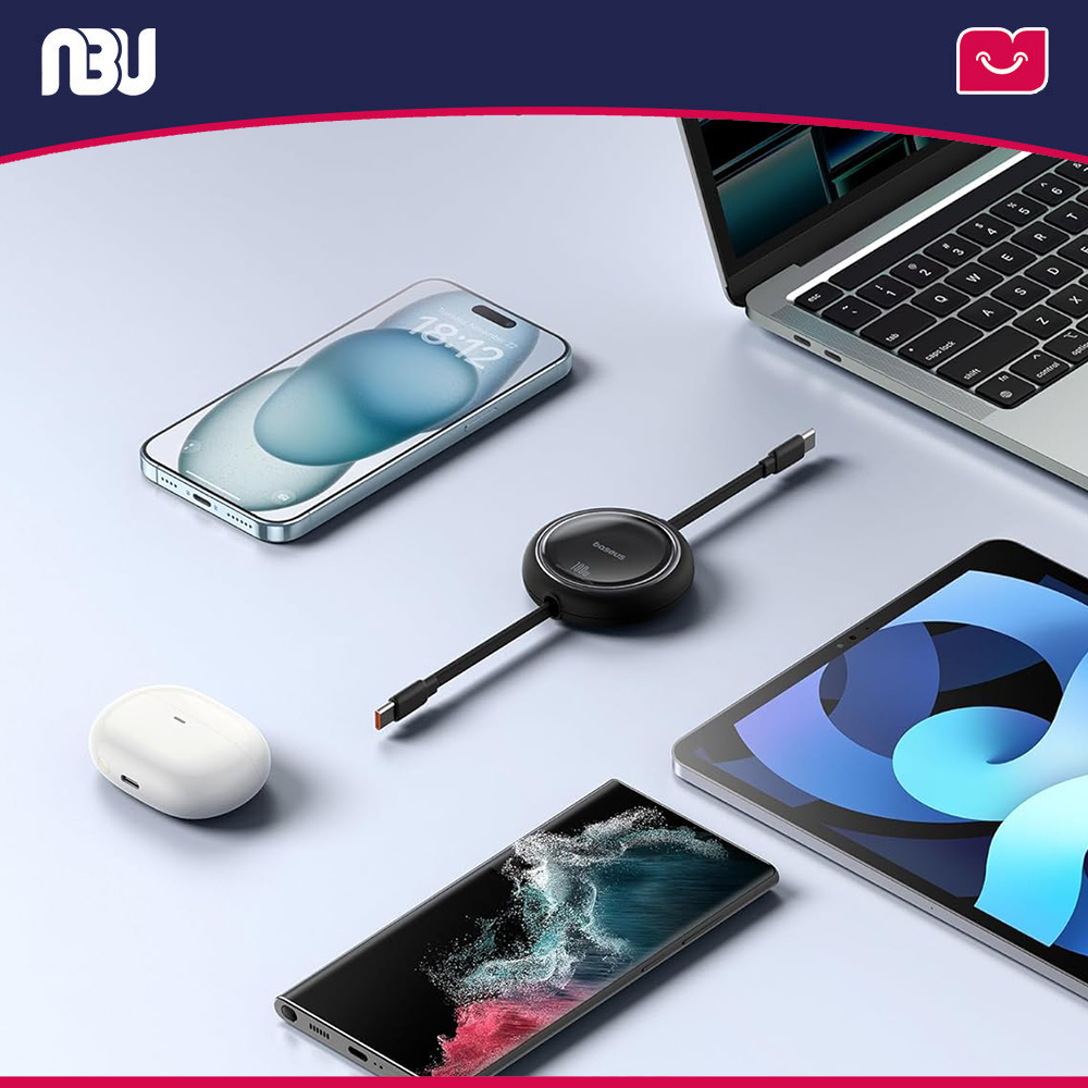 کابل تبدیل 100وات USB-C بیسوس طول 1متر مدل Free2 drawe Mini کدP10364500111-00 شناسه 647537