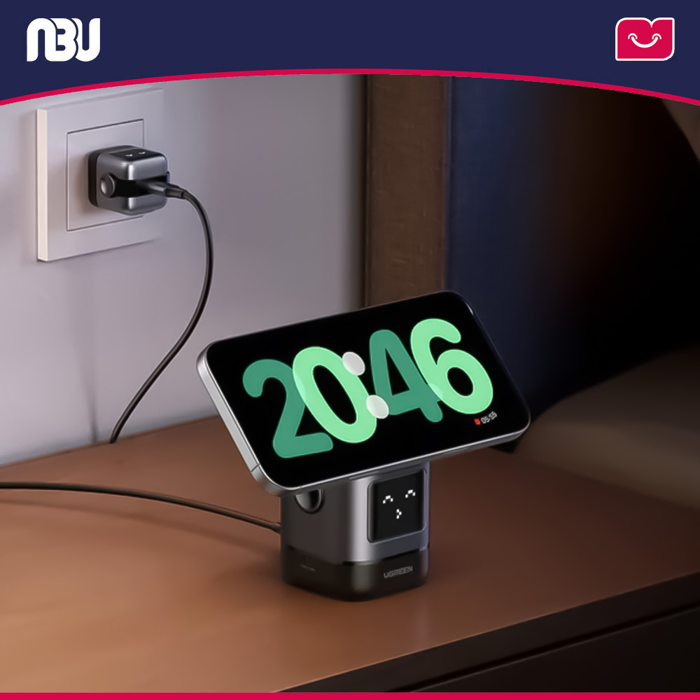 شارژر بی‌سیم مغناطیسی 2 در 1 سری UNO یوگرین با فناوری Qi2 یوگرین مدل W709