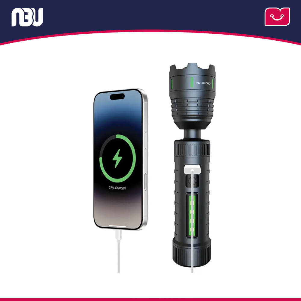 چراغ قوه لیزری چندرنگ با پاوربانک 5000mAh پرودو مدل Orbit
