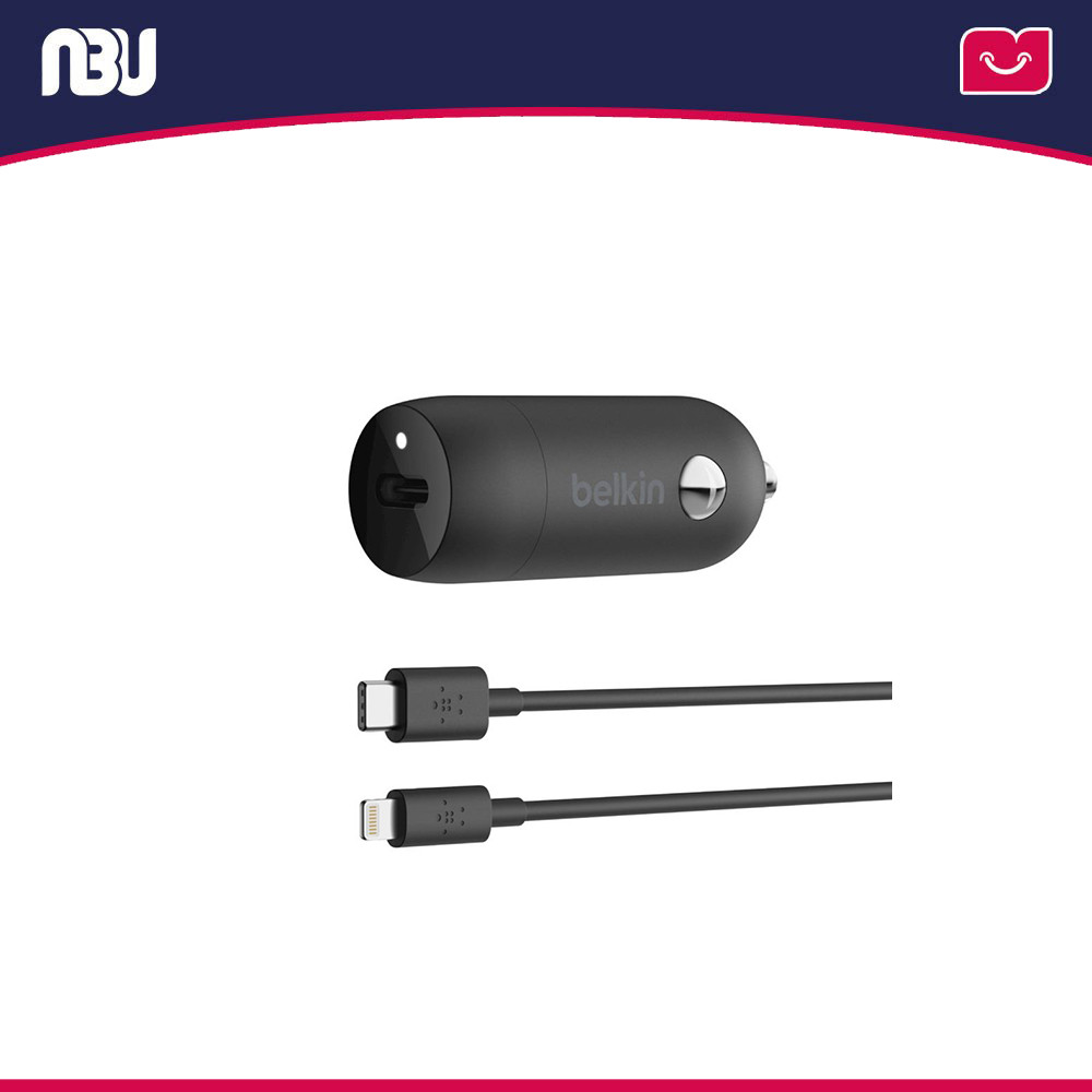 شارژر فندکی USB-C  وات 20 به همراه کابل USB-C به لایتنینگ بلکین مدل CCA003bt04