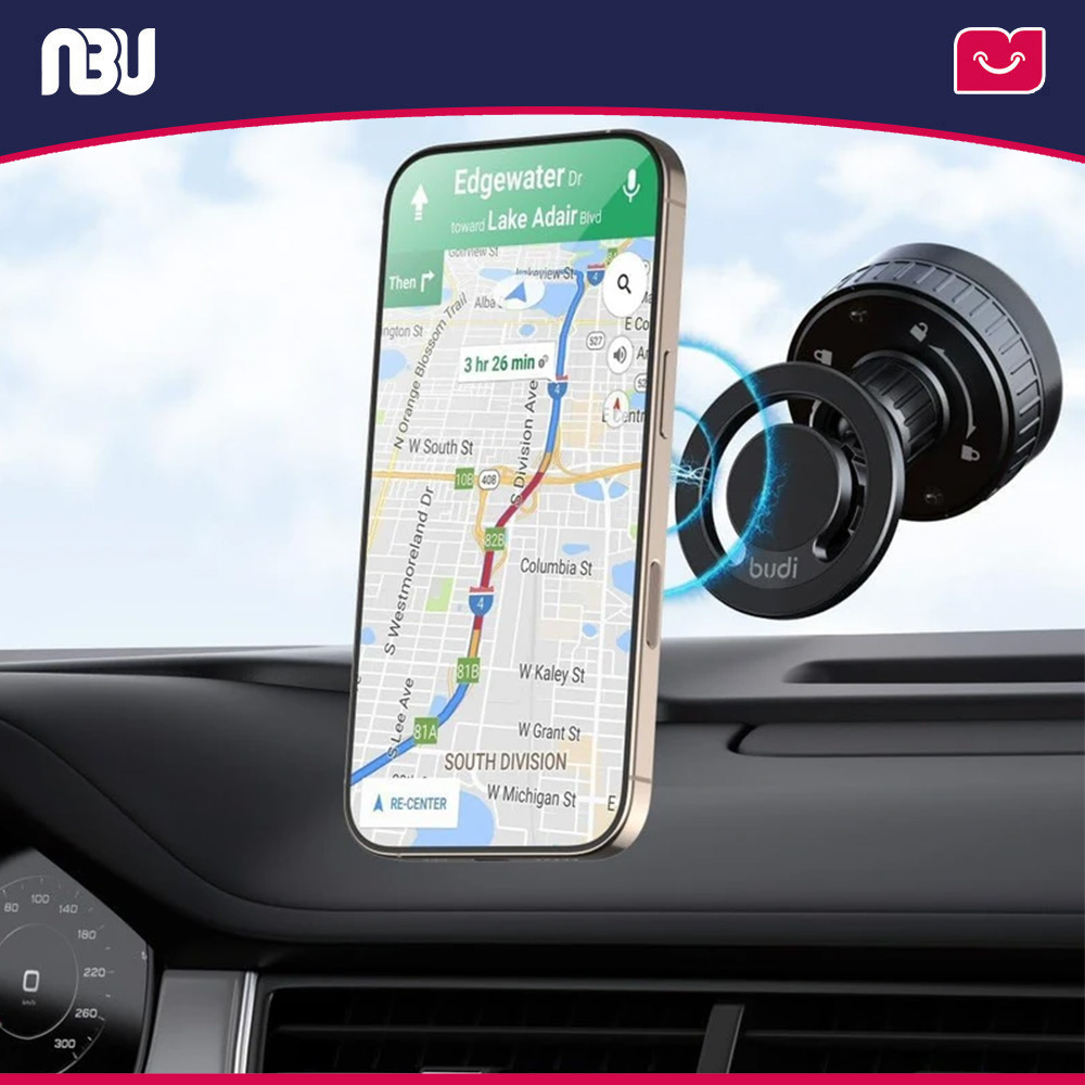 پایه نگهدارنده مغناطیسی دوکاره موبایل بودی مدل Budi CM589B