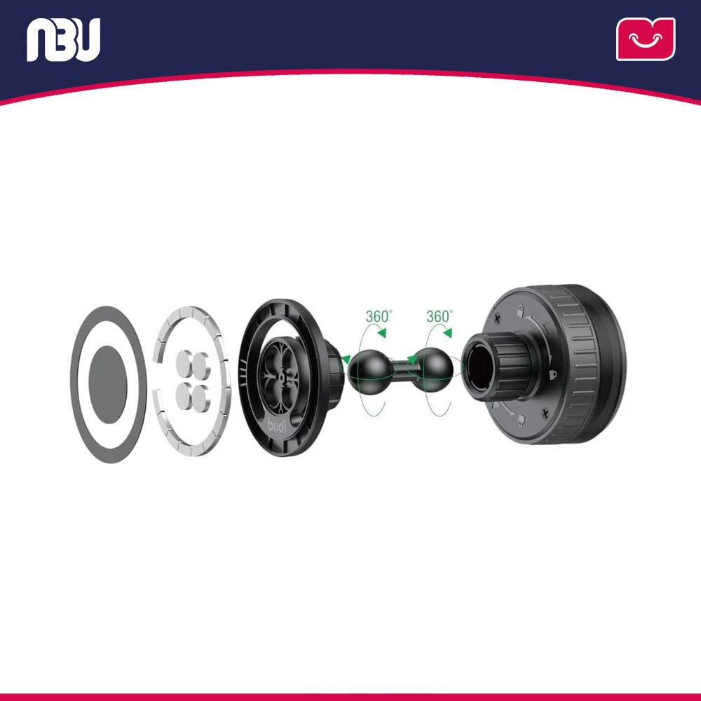پایه نگهدارنده مغناطیسی دوکاره موبایل بودی مدل Budi CM589B