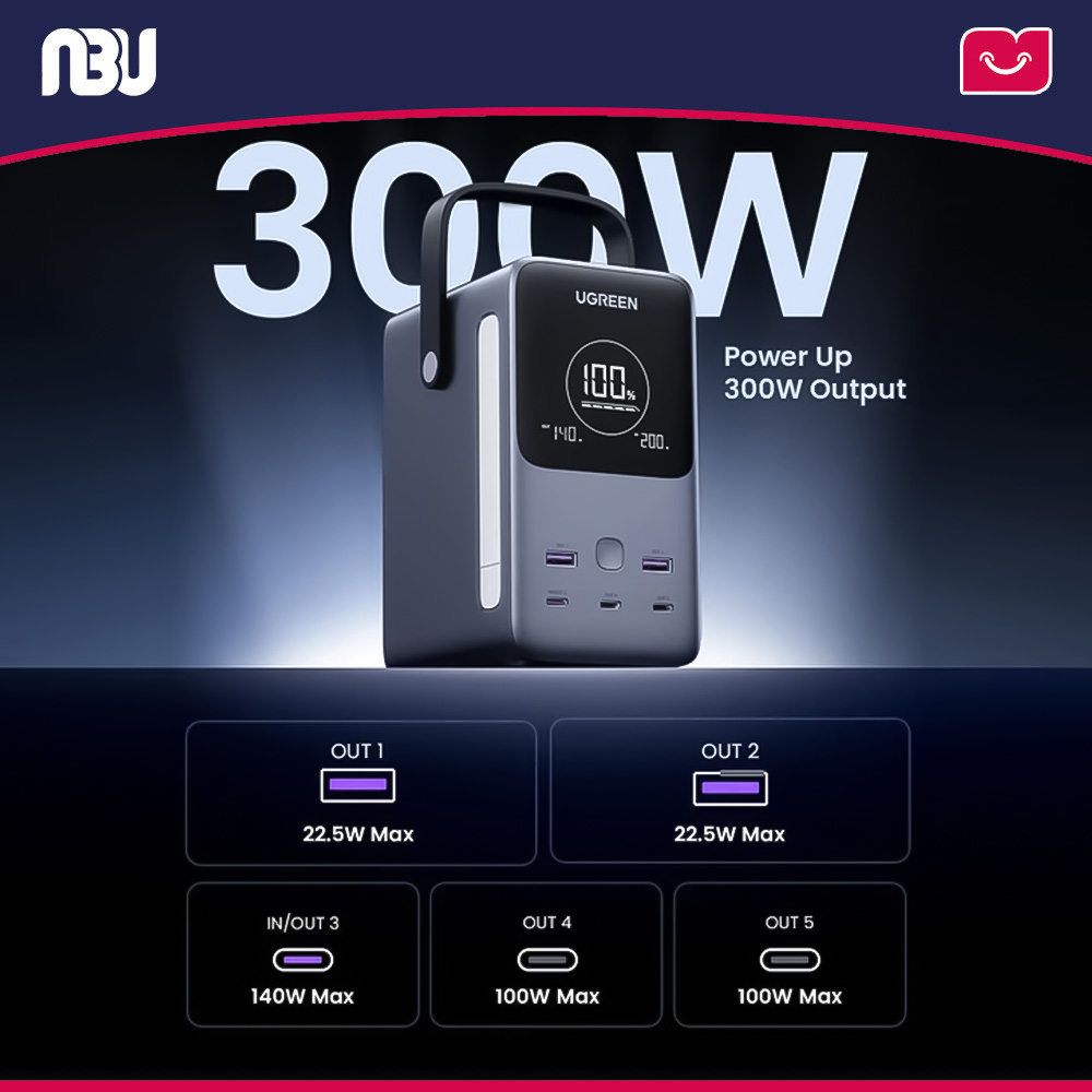 پاوربانک 48000 میلی‌آمپر‌ساعت و توان خروجی 300 وات یوگرین مدل PB770