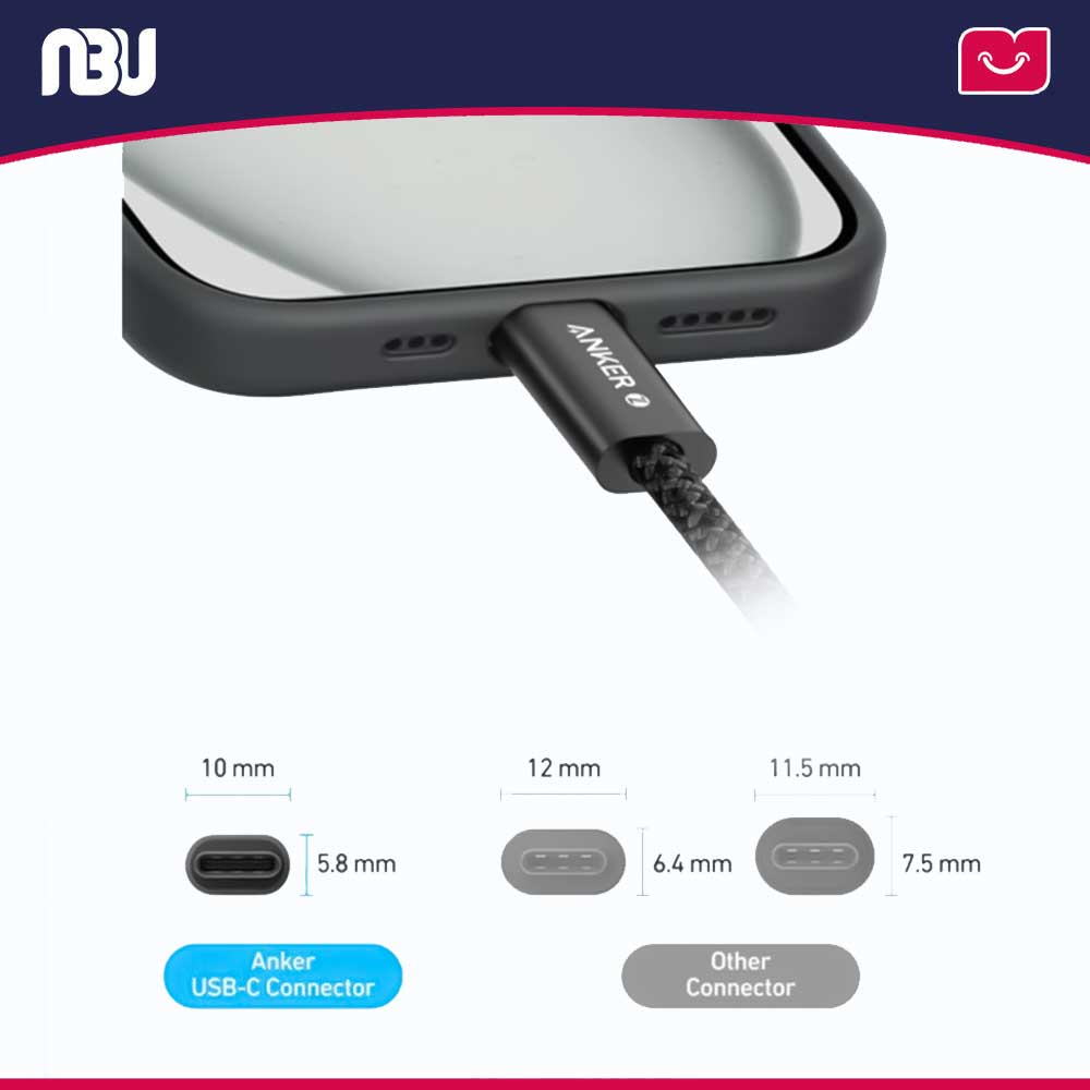 کابل شارژ انکر 240 وات 180 سانتی متر USB-C to USB-C مدل Zolo کد A8060