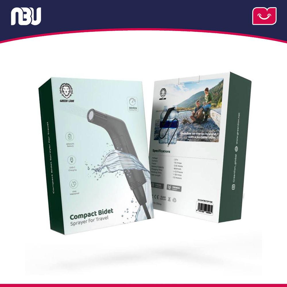 خودشور،دوش،آب پاش و بیده مسافرتی شارژی همراه با مخزن گرین لاین مدل Green Lion Compact Bidet
