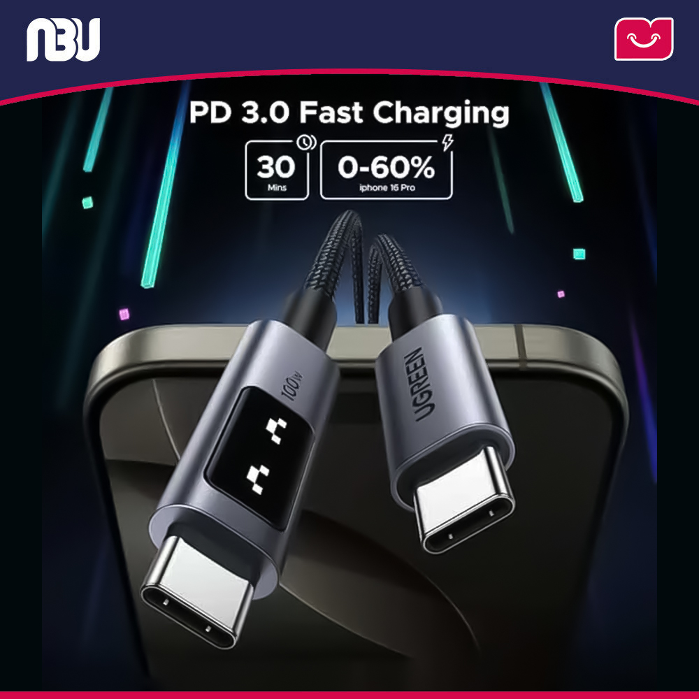 کابل شارژ100 وات USB-C طول 3 متر یوگرین مدل L509 