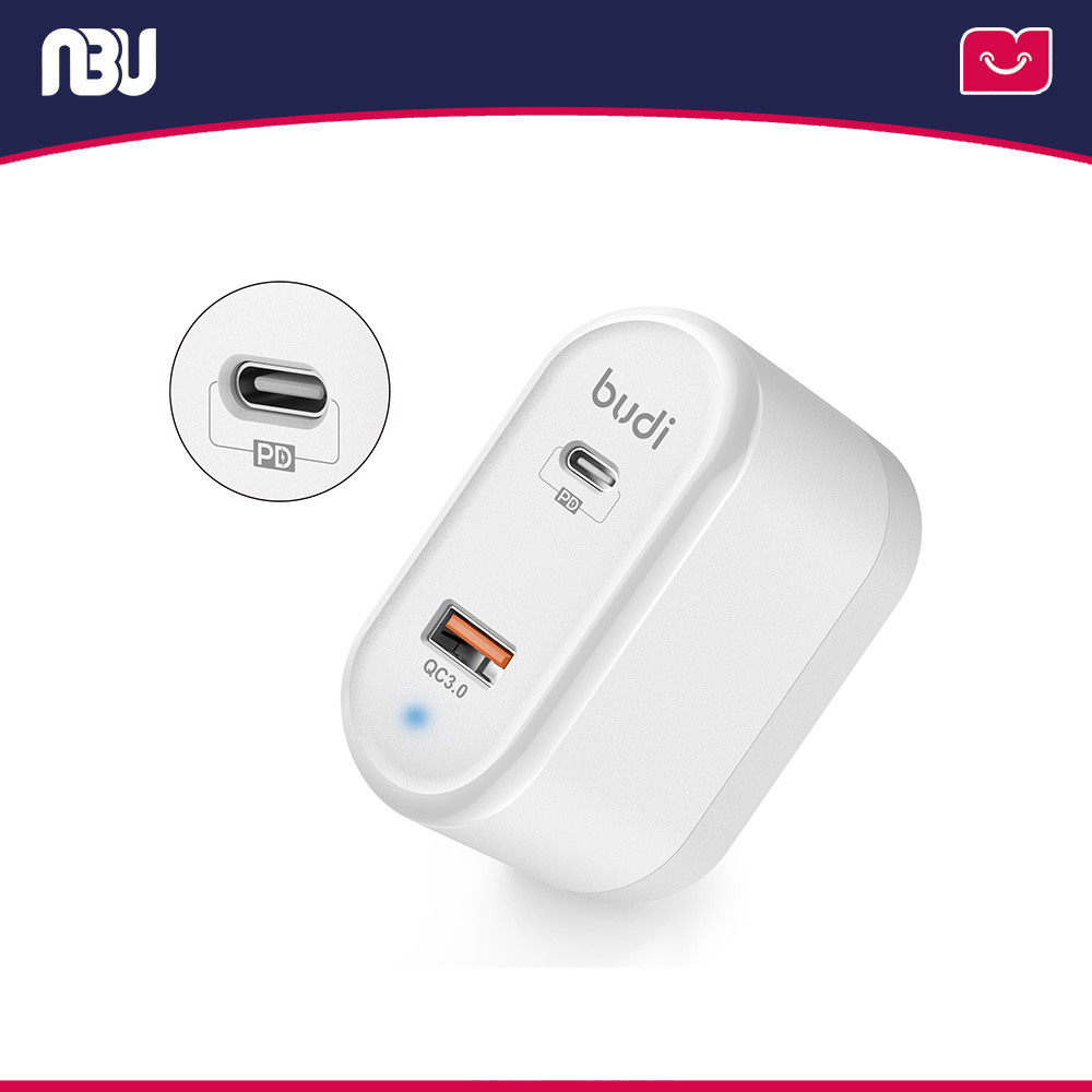 شارژر دیواری 38 وات سه پین با یک خروجی USB و یک خروجی USB-C مدل بودی AC328UW 