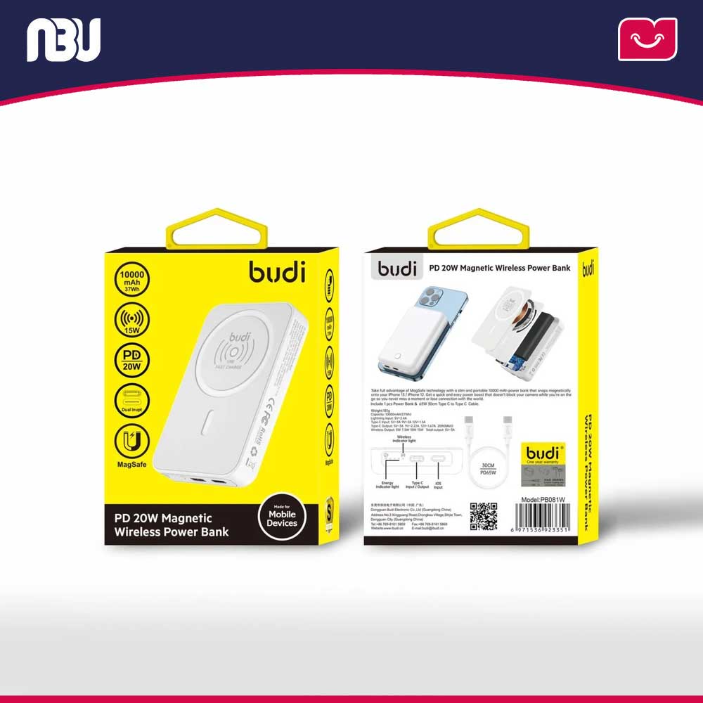 پاور بانک ظرفیت 10000 میلی آمپر ساعت بودی مدل PB081